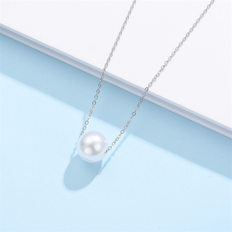 Simple Style Classic Style Solid Color Stainless Steel Freshwater Pearl Polishing Necklace display picture 8