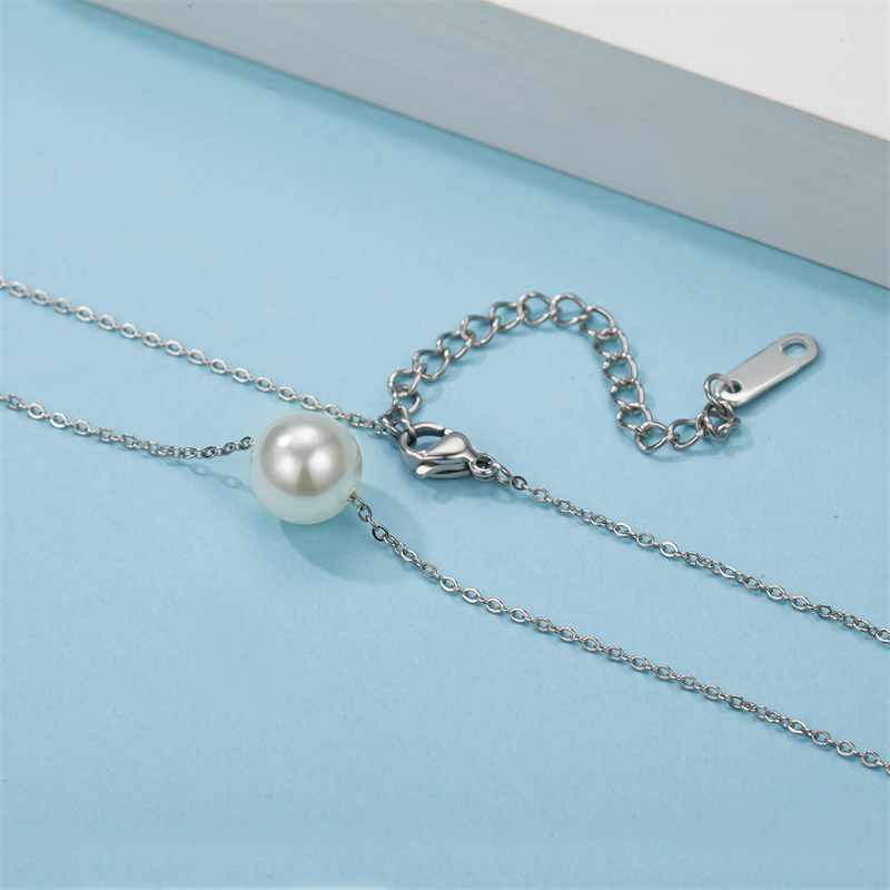 Simple Style Classic Style Solid Color Stainless Steel Freshwater Pearl Polishing Necklace display picture 4
