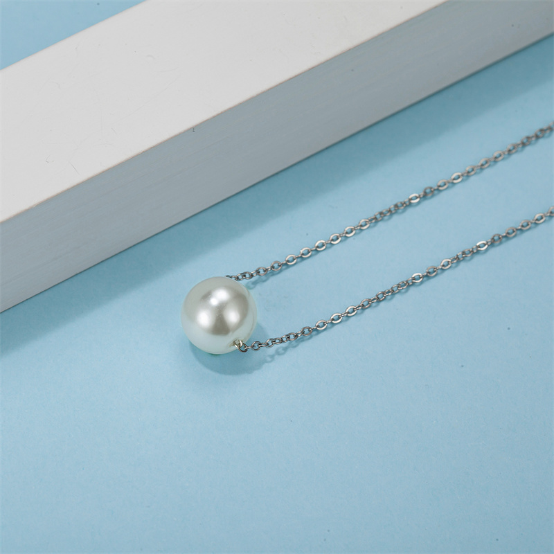 Simple Style Classic Style Solid Color Stainless Steel Freshwater Pearl Polishing Necklace display picture 6