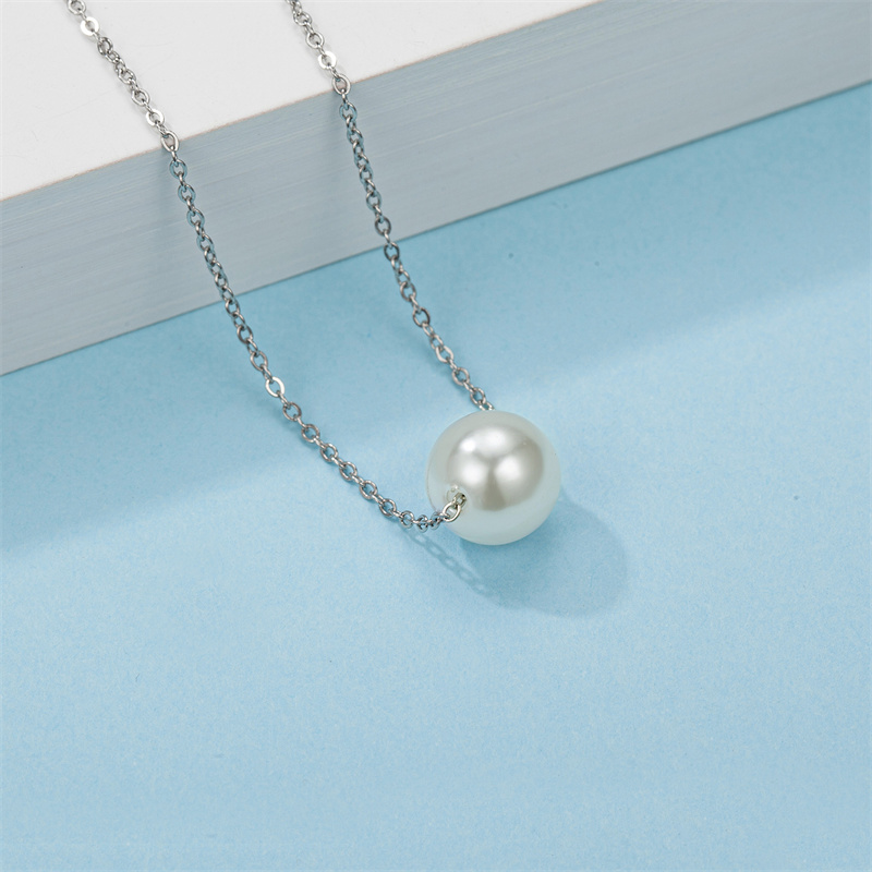 Simple Style Classic Style Solid Color Stainless Steel Freshwater Pearl Polishing Necklace display picture 7