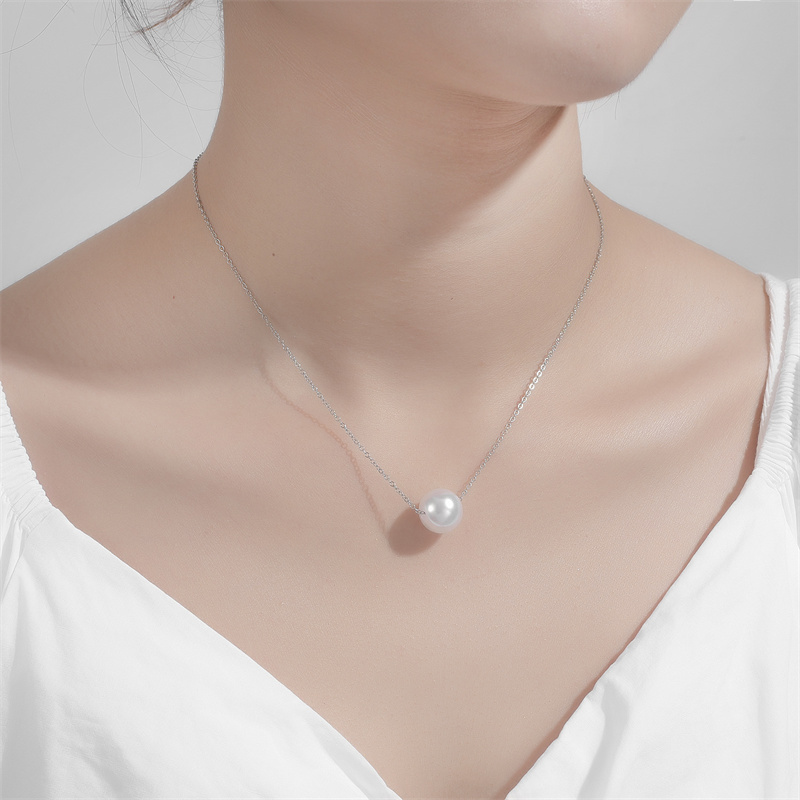 Simple Style Classic Style Solid Color Stainless Steel Freshwater Pearl Polishing Necklace display picture 9