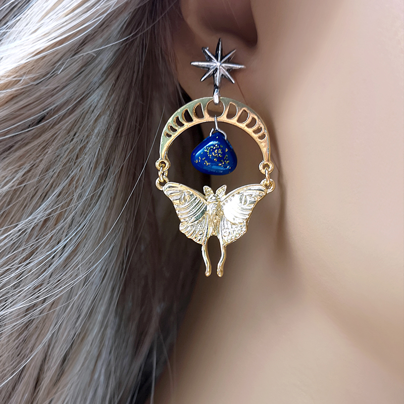 1 Pair Classical Butterfly Plating Inlay Alloy Natural Stone Gold Plated Drop Earrings display picture 4