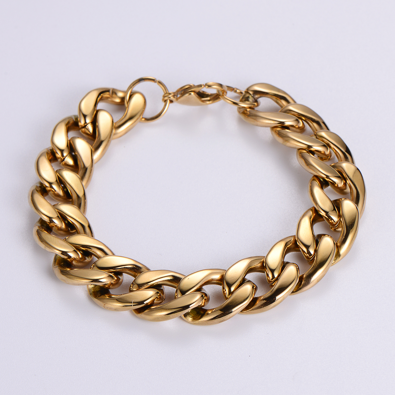 304 Stainless Steel 18K Gold Plated Hip-Hop Rock Polishing Chain Solid Color No Inlaid Bracelets display picture 2