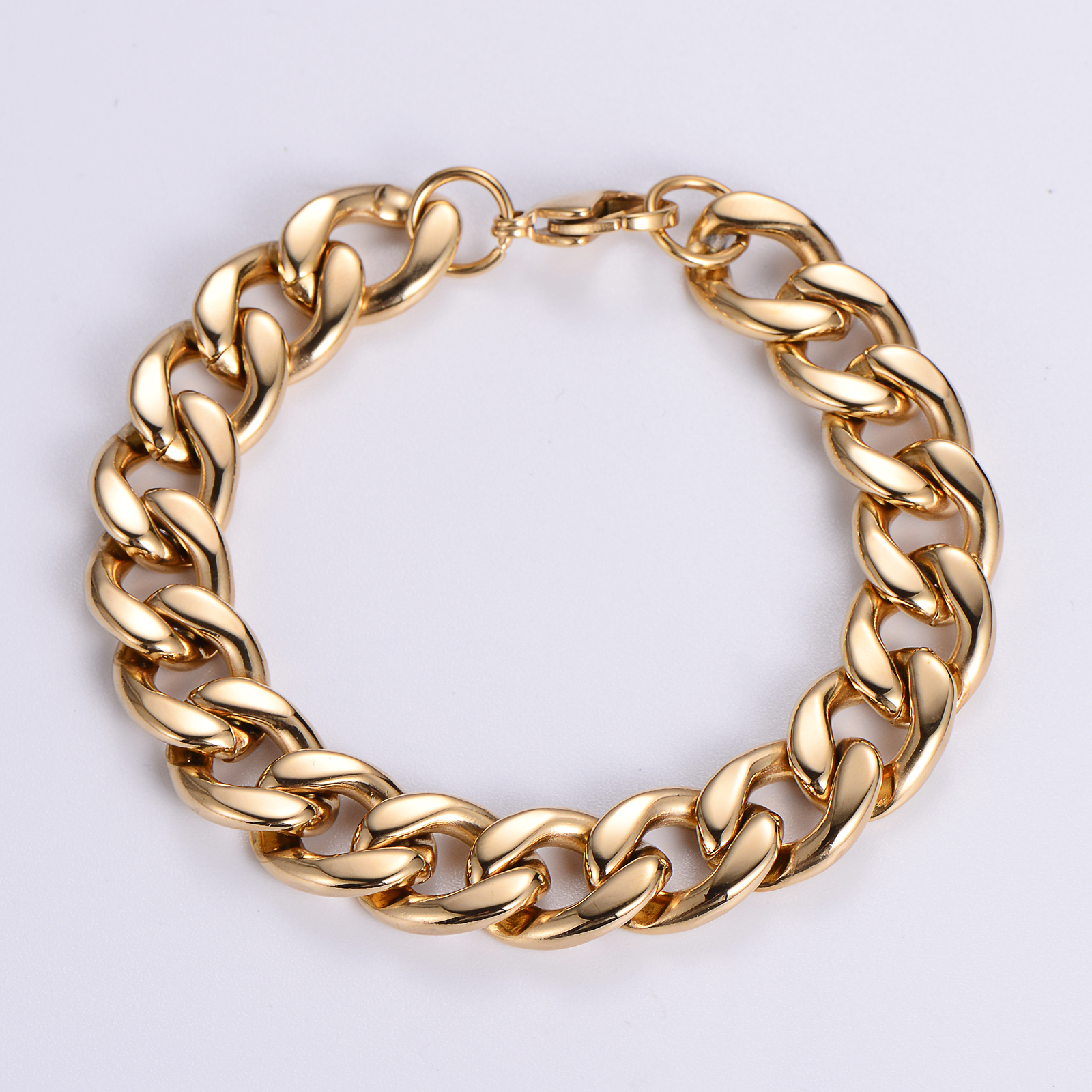 304 Stainless Steel 18K Gold Plated Hip-Hop Rock Polishing Chain Solid Color No Inlaid Bracelets display picture 5