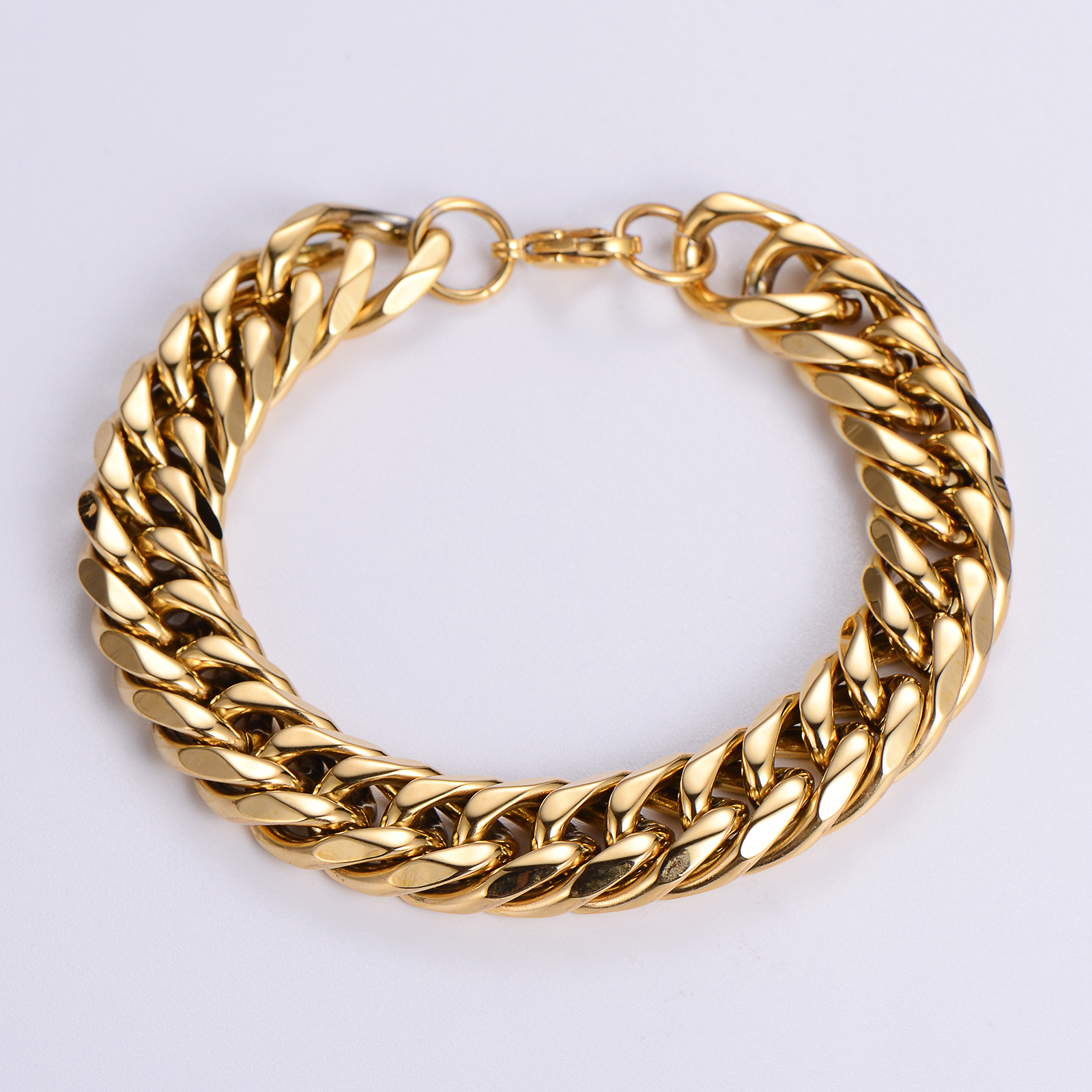 Hip-hop Oversized Solid Color Stainless Steel Polishing Chain 18k Gold Plated Men's Bracelets display picture 5