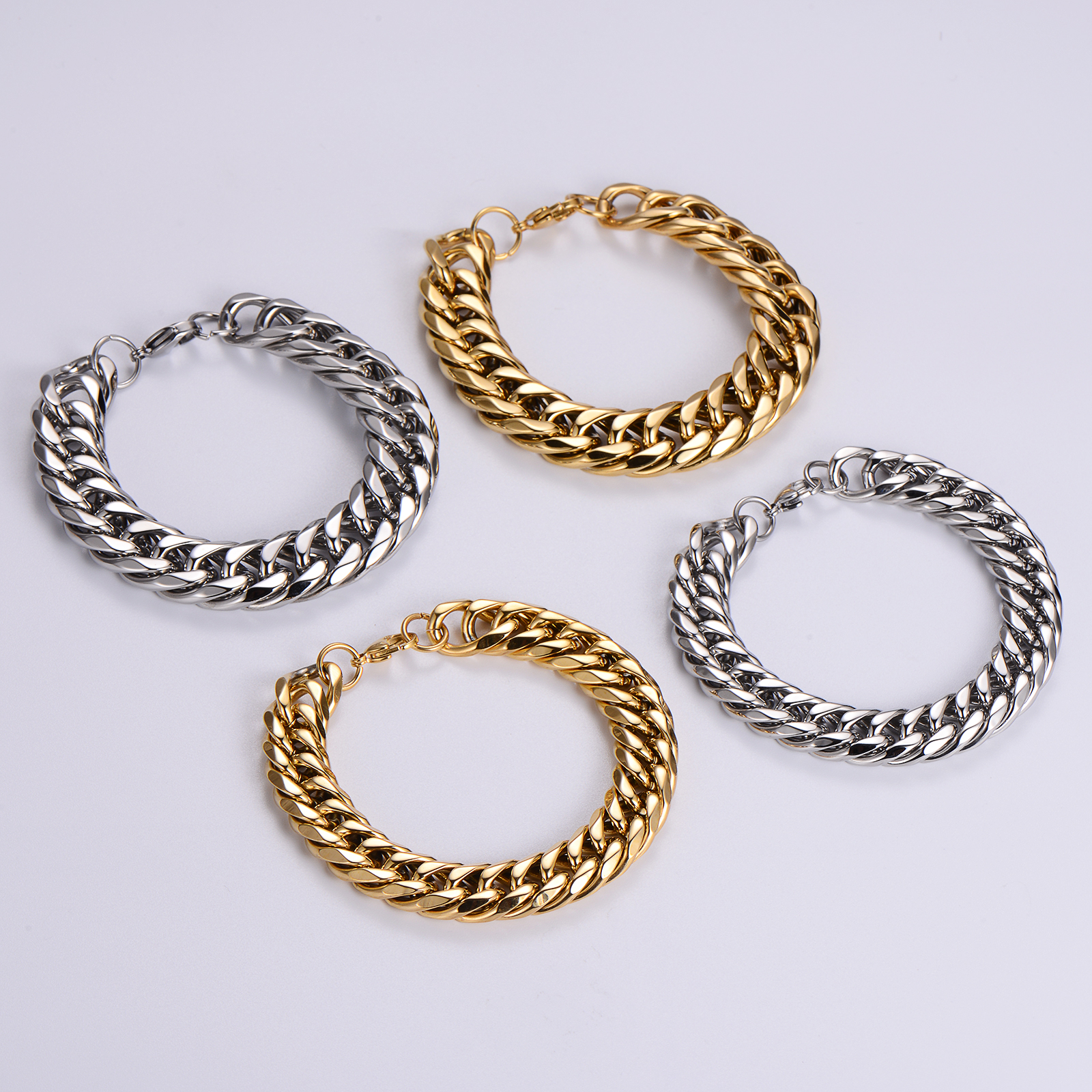 Hip-hop Oversized Solid Color Stainless Steel Polishing Chain 18k Gold Plated Men's Bracelets display picture 6