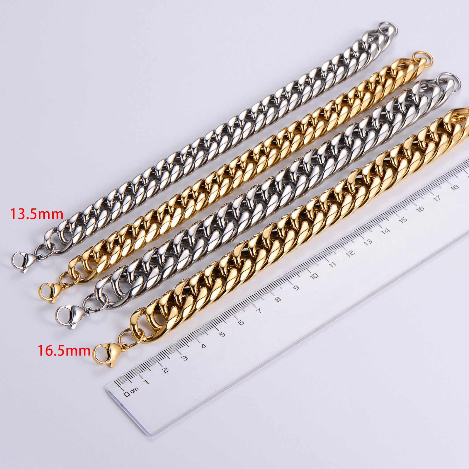 Hip-hop Oversized Solid Color Stainless Steel Polishing Chain 18k Gold Plated Men's Bracelets display picture 1