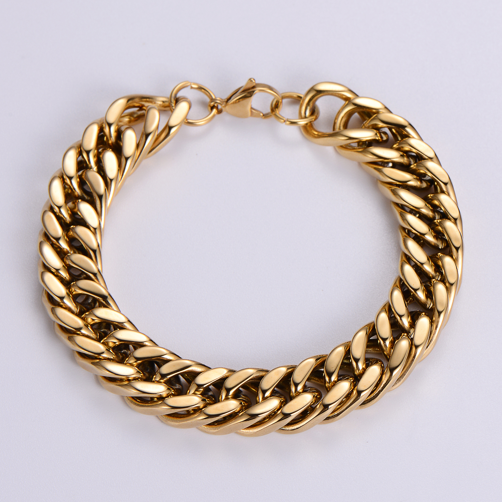 Stainless Steel 18K Gold Plated Hip-Hop Rock Polishing Metal Solid Color No Inlaid Bracelets display picture 4