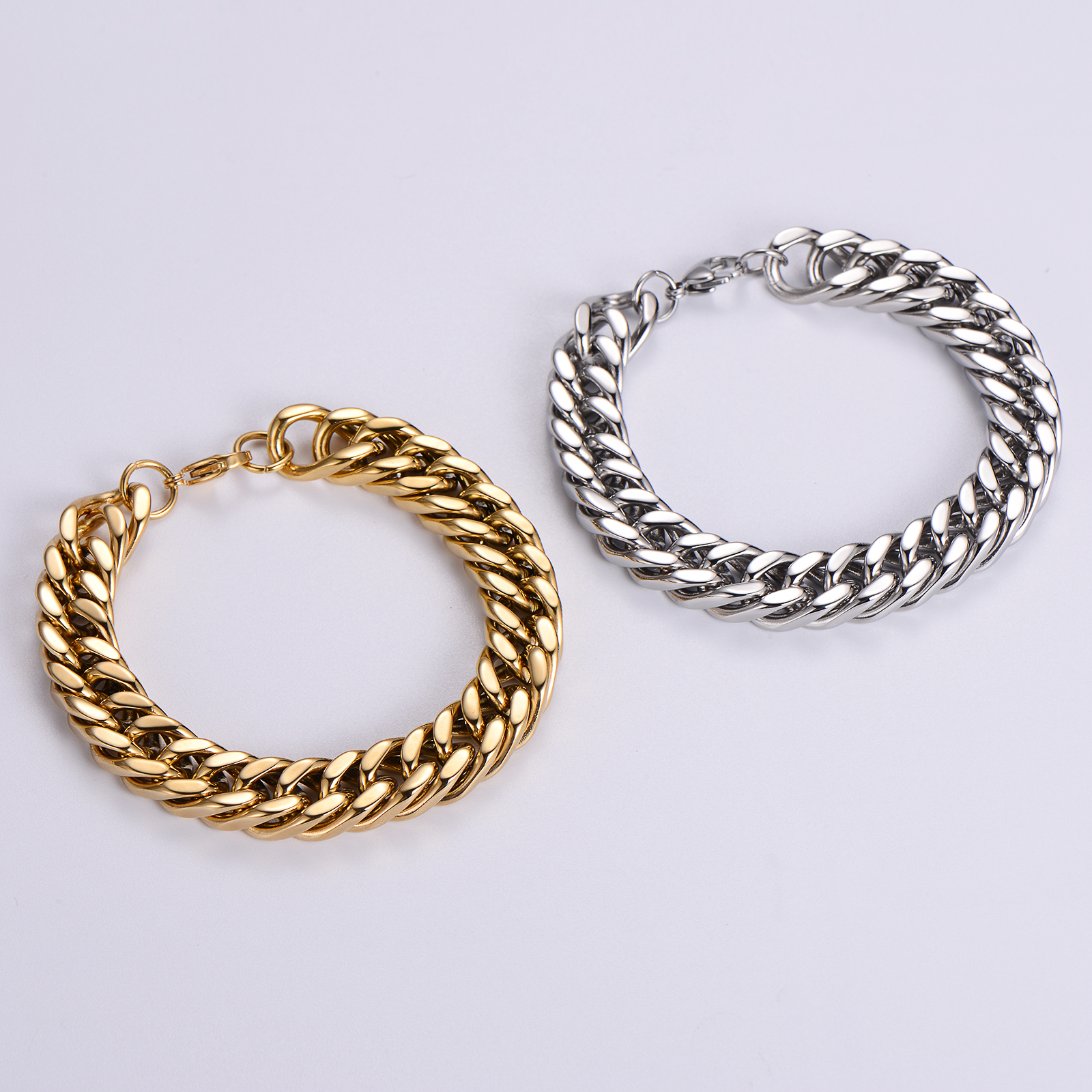 Stainless Steel 18K Gold Plated Hip-Hop Rock Polishing Metal Solid Color No Inlaid Bracelets display picture 3