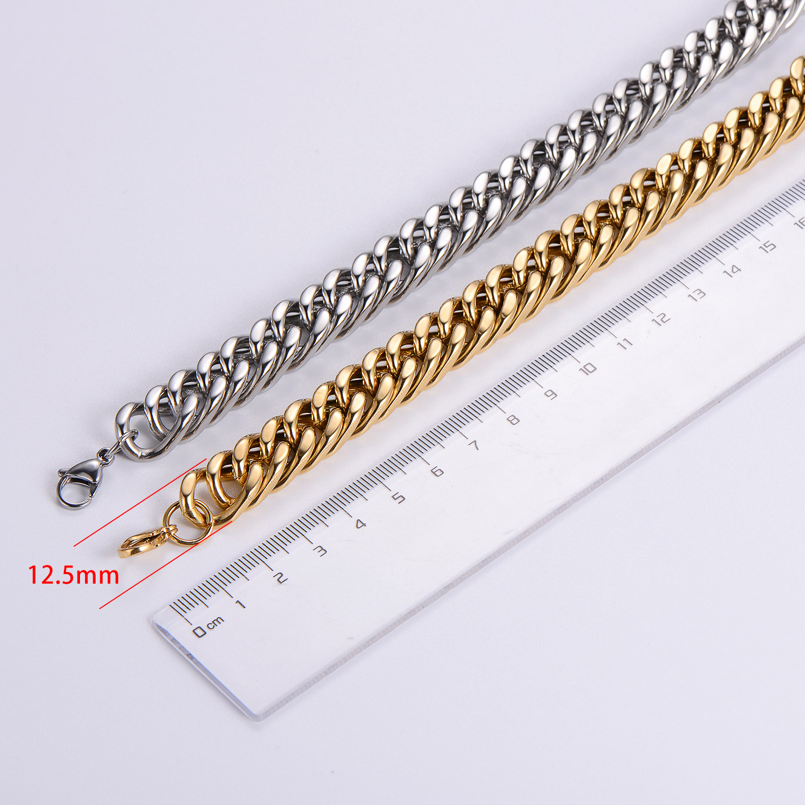 Stainless Steel 18K Gold Plated Hip-Hop Rock Polishing Metal Solid Color No Inlaid Bracelets display picture 1