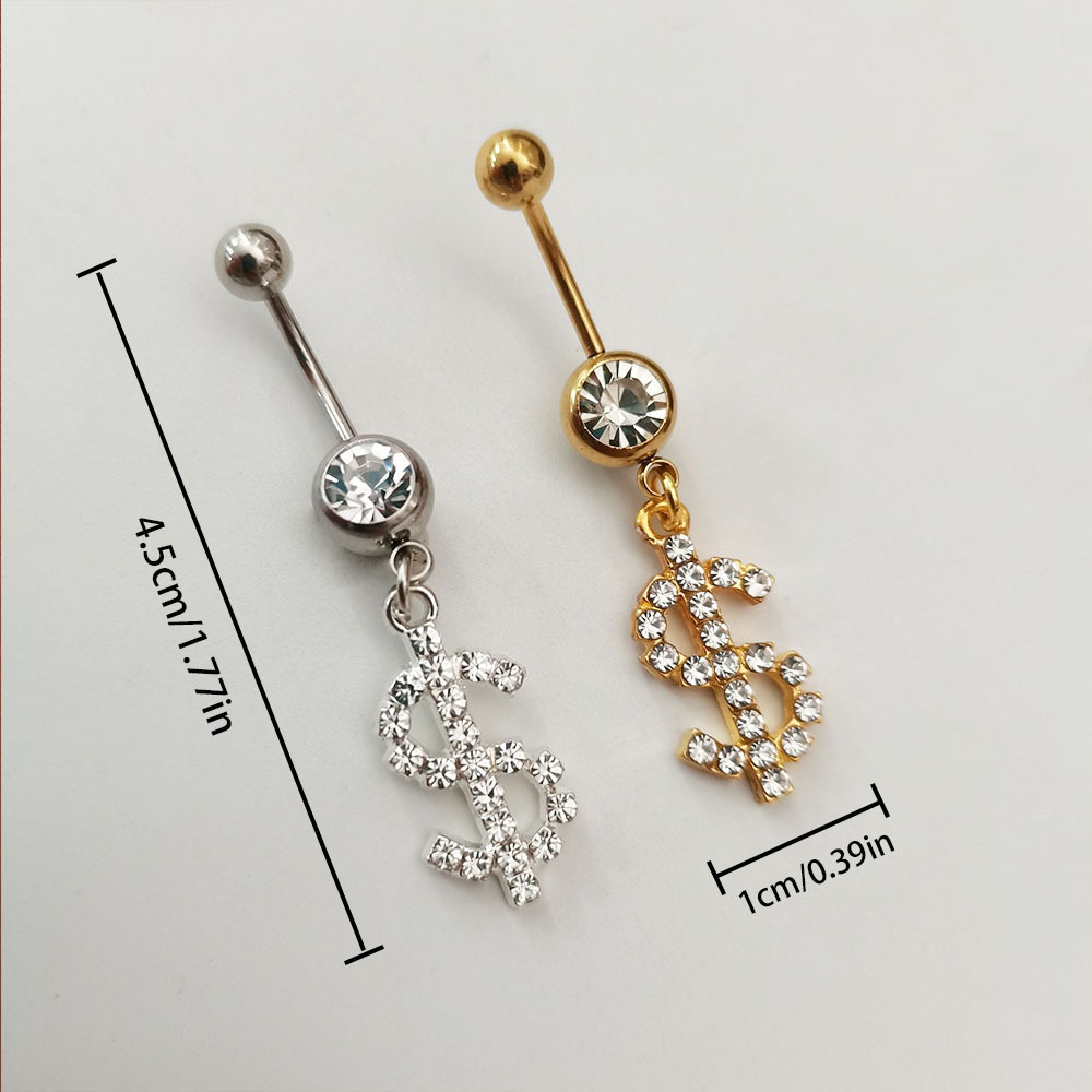 Sexy Modern Style Letter Stainless Steel Plating Inlay Rhinestones White Gold Plated Gold Plated Belly Ring display picture 2