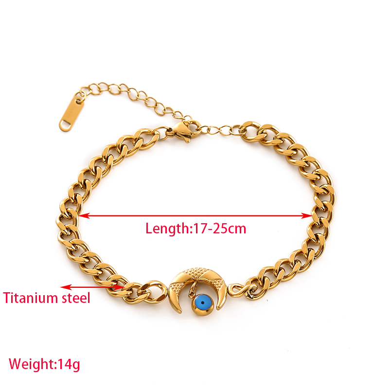 Lady Simple Style Geometric Moon 316 Stainless Steel  14K Gold Plated Bracelets In Bulk display picture 1