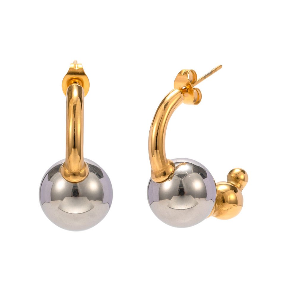 1 Pair Retro Color Block Plating Stainless Steel 18k Gold Plated Ear Studs display picture 1
