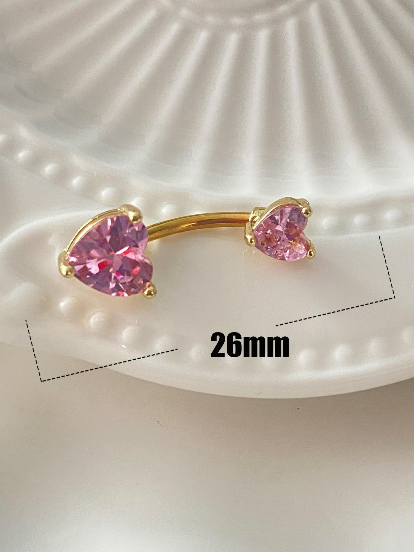 Cute Shiny Heart Shape Stainless Steel Copper Plating Inlay Zircon White Gold Plated Gold Plated Silver Plated Belly Ring display picture 7