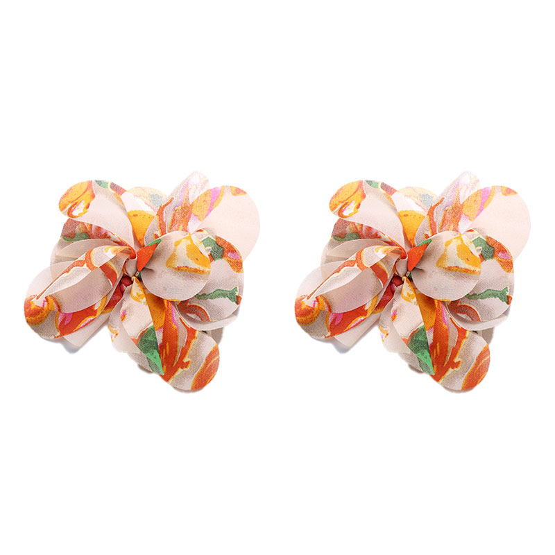 1 Pair Vacation Sweet Colorful Flower Cloth Ear Studs display picture 6