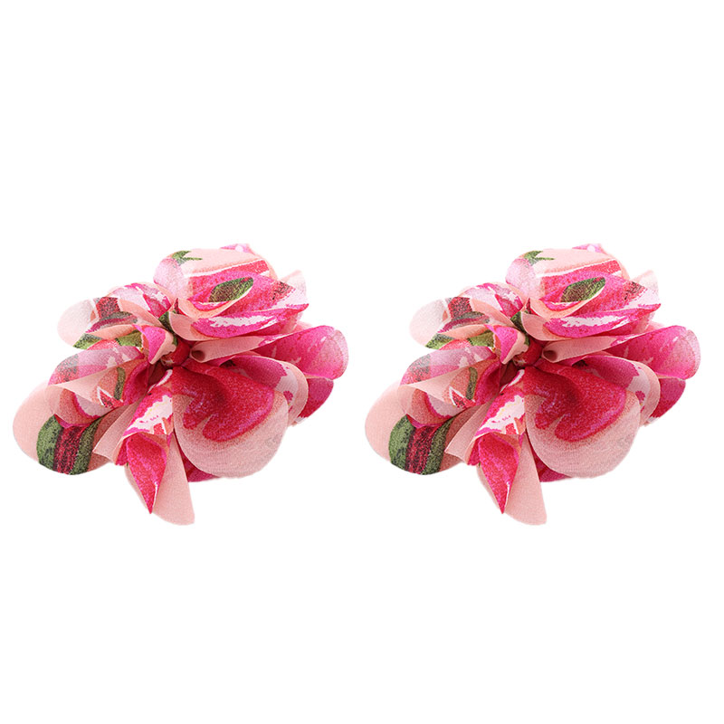 1 Paire Vacances Sucré Coloré Fleur Chiffon Boucles D'oreilles display picture 4