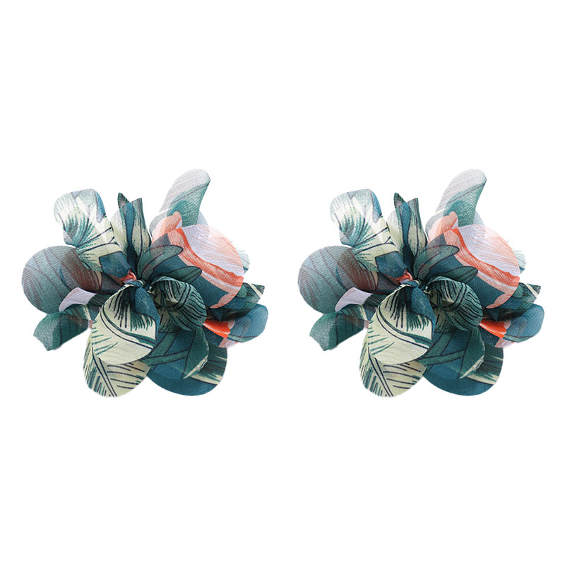 1 Pair Vacation Sweet Colorful Flower Cloth Ear Studs display picture 5
