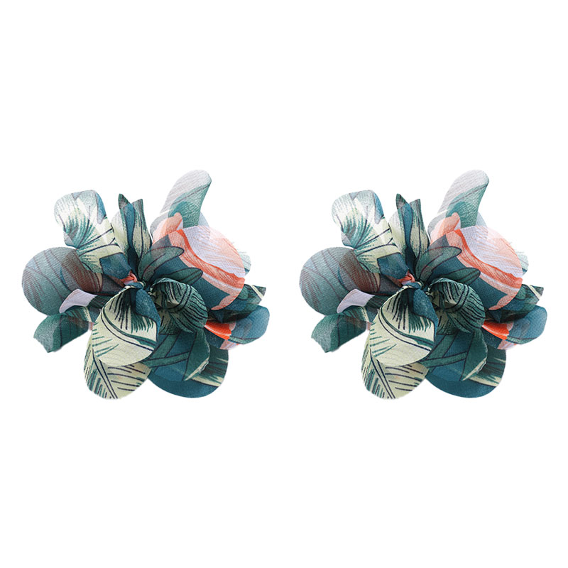 1 Paire Vacances Sucré Coloré Fleur Chiffon Boucles D'oreilles display picture 5