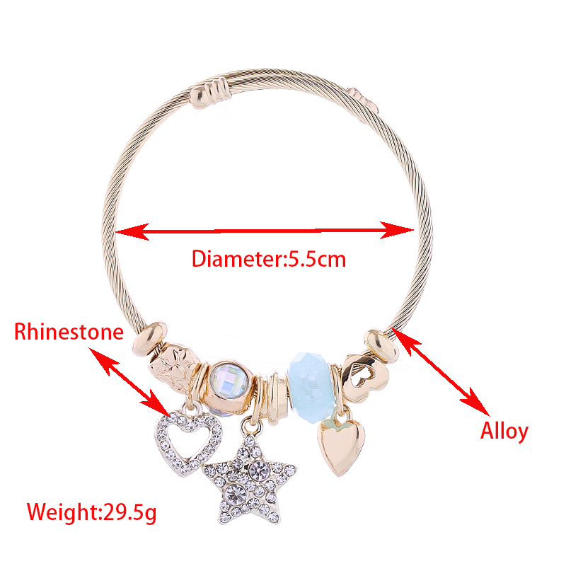 Lindo Ojo Del Diablo Estrella Forma De Corazón Diamantes De Imitación Aleación Venta Al Por Mayor Brazalete display picture 1