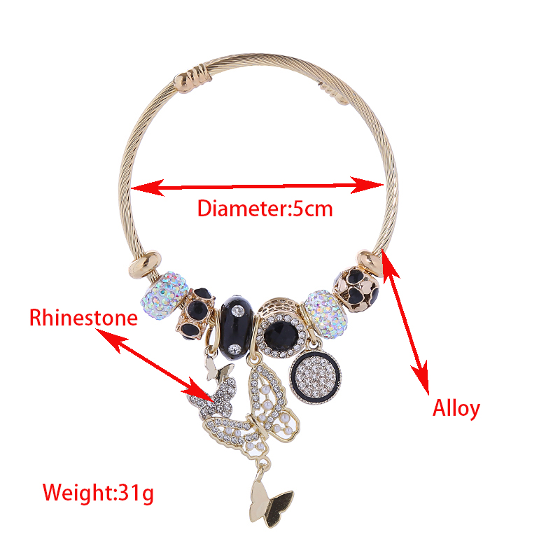 Élégant Glamour Hibou Ailes Papillon Strass Alliage De Gros Bracelet display picture 1