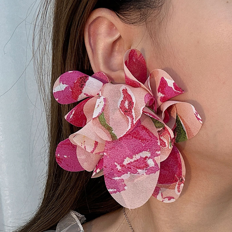 1 Paire Vacances Sucré Coloré Fleur Chiffon Boucles D'oreilles display picture 9