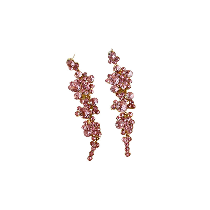 1 Pair Elegant Solid Color Inlay Alloy Artificial Gemstones Drop Earrings display picture 1