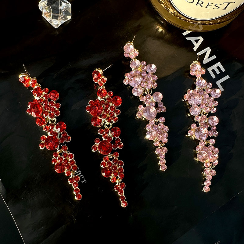1 Pair Elegant Solid Color Inlay Alloy Artificial Gemstones Drop Earrings display picture 3