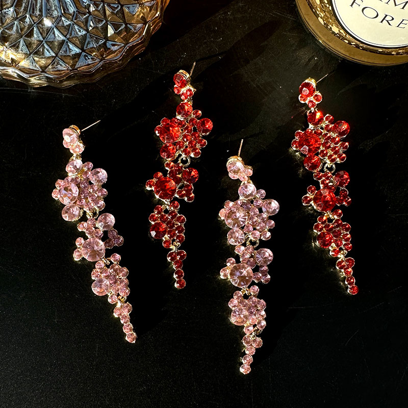 1 Pair Elegant Solid Color Inlay Alloy Artificial Gemstones Drop Earrings display picture 4