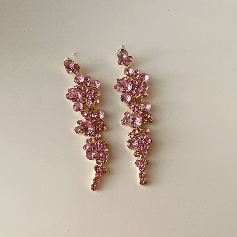 1 Pair Elegant Solid Color Inlay Alloy Artificial Gemstones Drop Earrings display picture 8