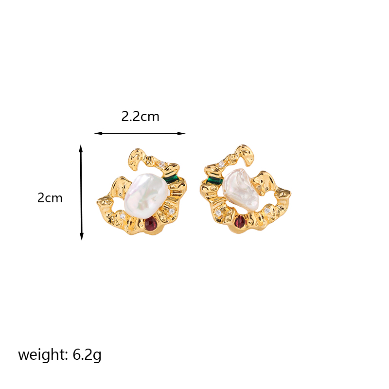 1 Pair Classic Style Flower Enamel Plating Inlay Copper Zircon 14k Gold Plated 18k Gold Plated Ear Studs display picture 3
