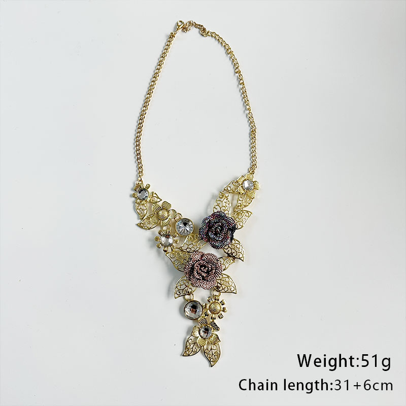 Übertrieben Glänzend Blume Legierung Frau Ohrringe Halskette display picture 1