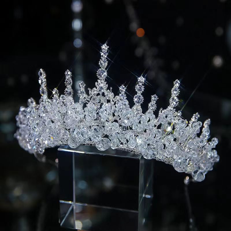 Prinzessin Königin Braut Krone Legierung Überzug Inlay Eingelegter Kristall Künstlicher Kristall Krone display picture 2
