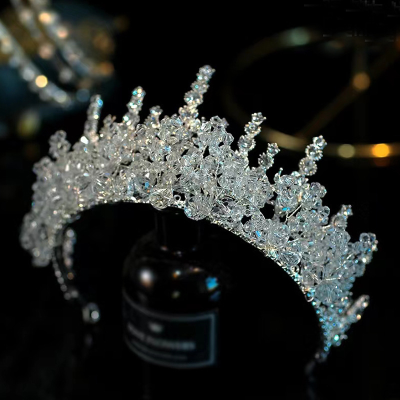 Prinzessin Königin Braut Krone Legierung Überzug Inlay Eingelegter Kristall Künstlicher Kristall Krone display picture 3