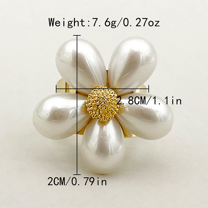 304 Stainless Steel 14K Gold Plated Sweet Commute Plating Flower Shell Open Rings display picture 1