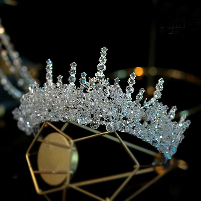 Prinzessin Königin Braut Krone Legierung Überzug Inlay Eingelegter Kristall Künstlicher Kristall Krone display picture 6