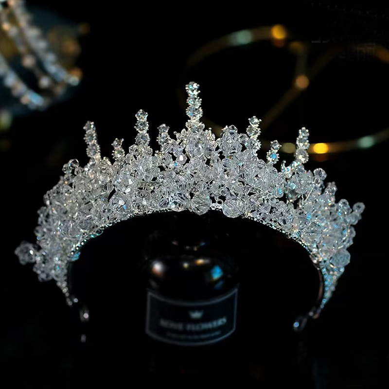Prinzessin Königin Braut Krone Legierung Überzug Inlay Eingelegter Kristall Künstlicher Kristall Krone display picture 5