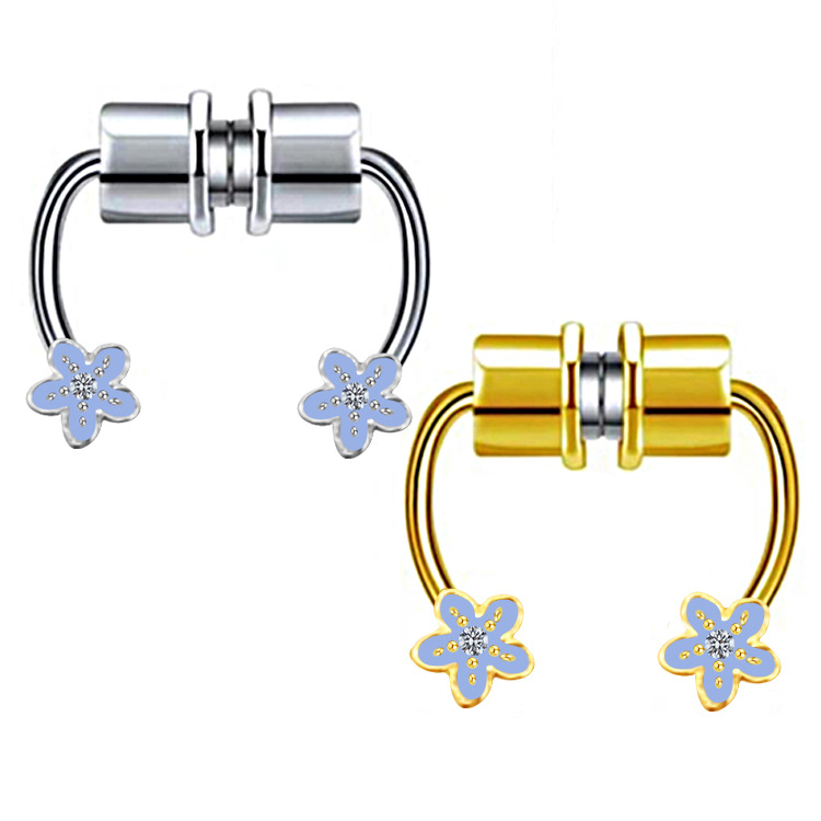 Simple Style Classic Style Solid Color Stainless Steel Alloy Titanium Plating Inlay Rhinestones White Gold Plated Gold Plated Nose Studs display picture 3
