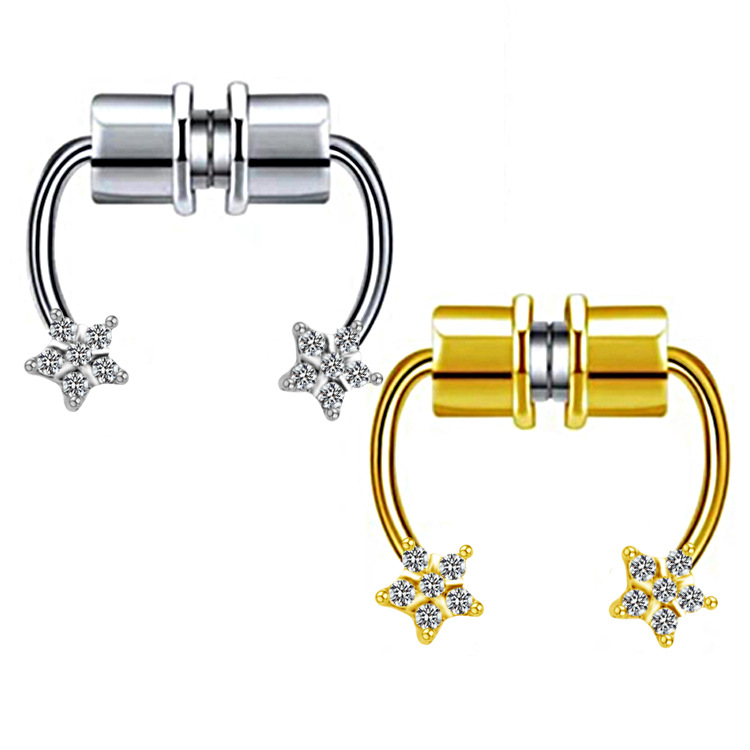 Simple Style Classic Style Solid Color Stainless Steel Alloy Titanium Plating Inlay Rhinestones White Gold Plated Gold Plated Nose Studs display picture 5