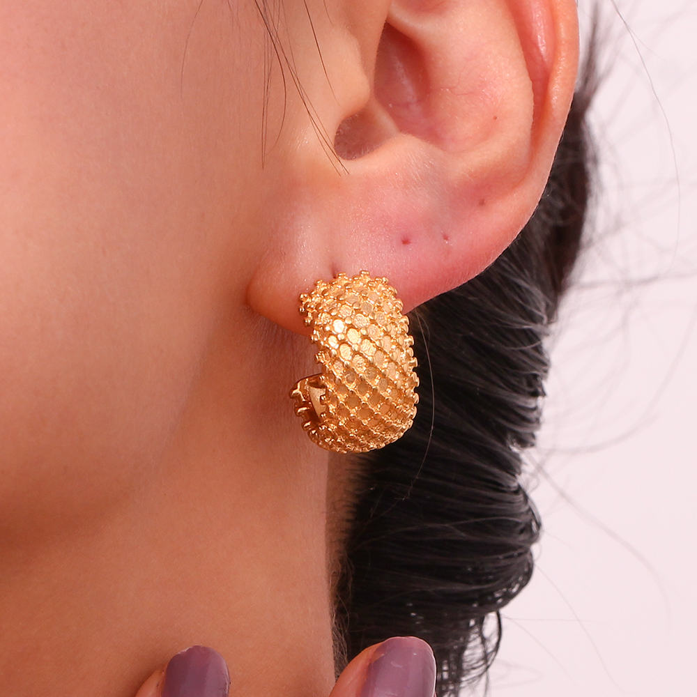 1 Pair Vintage Style Solid Color Plating Stainless Steel 18k Gold Plated Ear Studs display picture 5