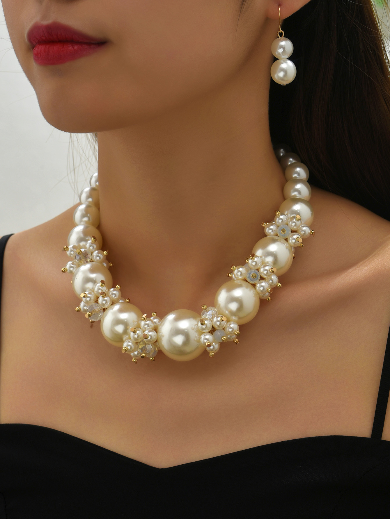 Elegant Simple Style Round Alloy Plastic Beaded Women's Jewelry Set display picture 6