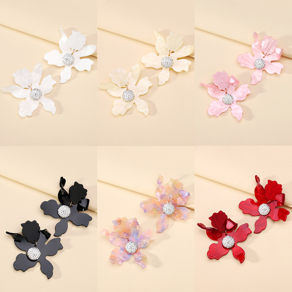 1 Pair Simple Style Flower Spray Paint Zinc Alloy Dangling Earrings display picture 4