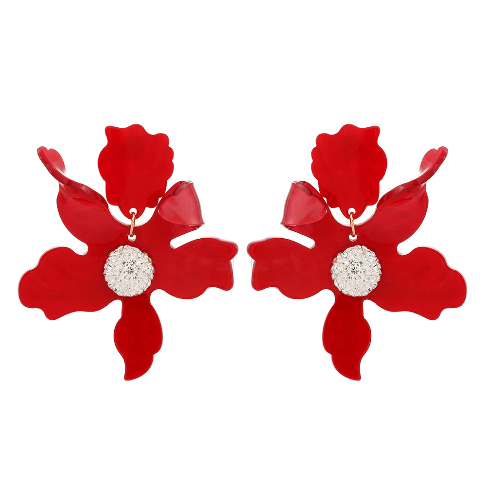 1 Pair Simple Style Flower Spray Paint Zinc Alloy Dangling Earrings display picture 2