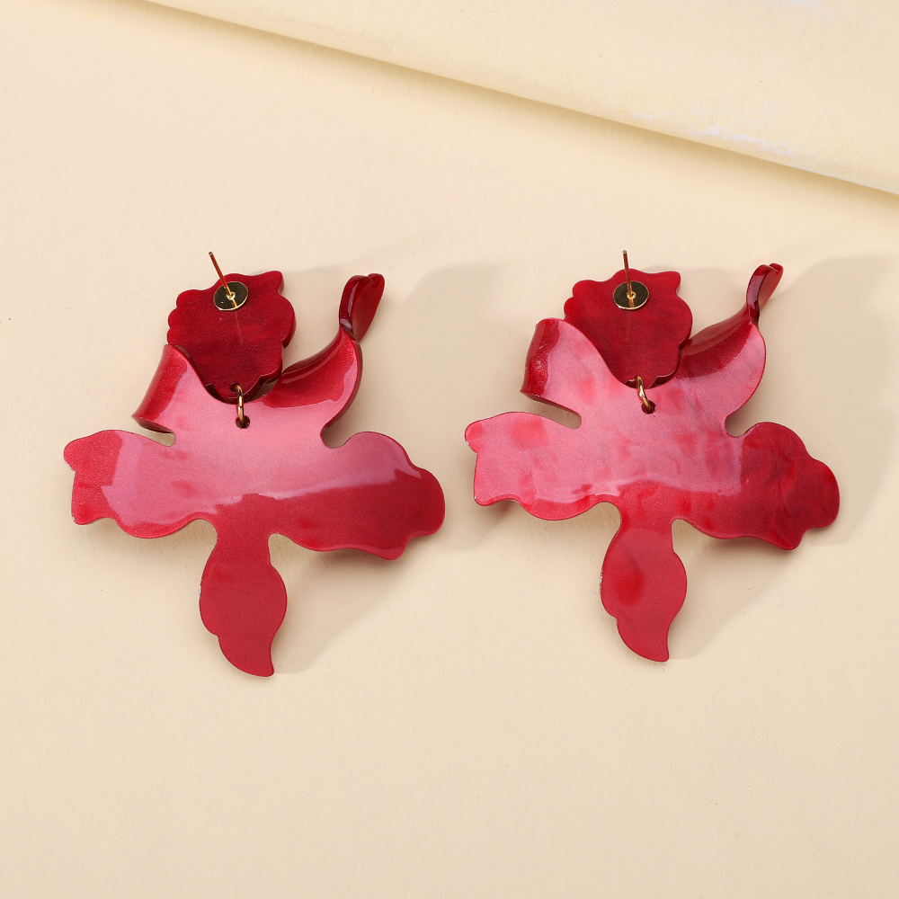 1 Pair Simple Style Flower Spray Paint Zinc Alloy Dangling Earrings display picture 3