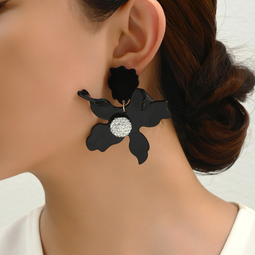 1 Pair Simple Style Flower Spray Paint Zinc Alloy Dangling Earrings display picture 9