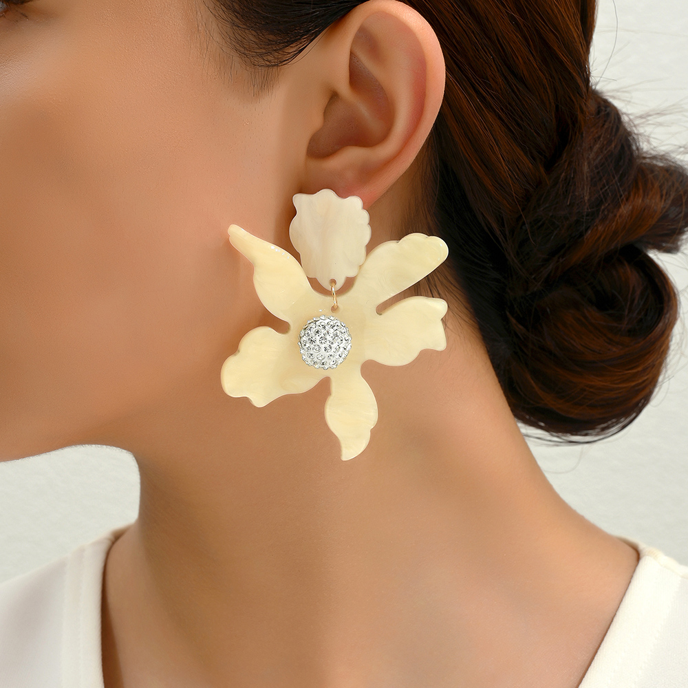 1 Pair Simple Style Flower Spray Paint Zinc Alloy Dangling Earrings display picture 8