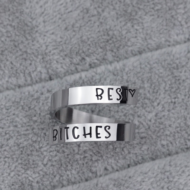 Hip-hop Letter Stainless Steel Layered Men's Open Rings display picture 2