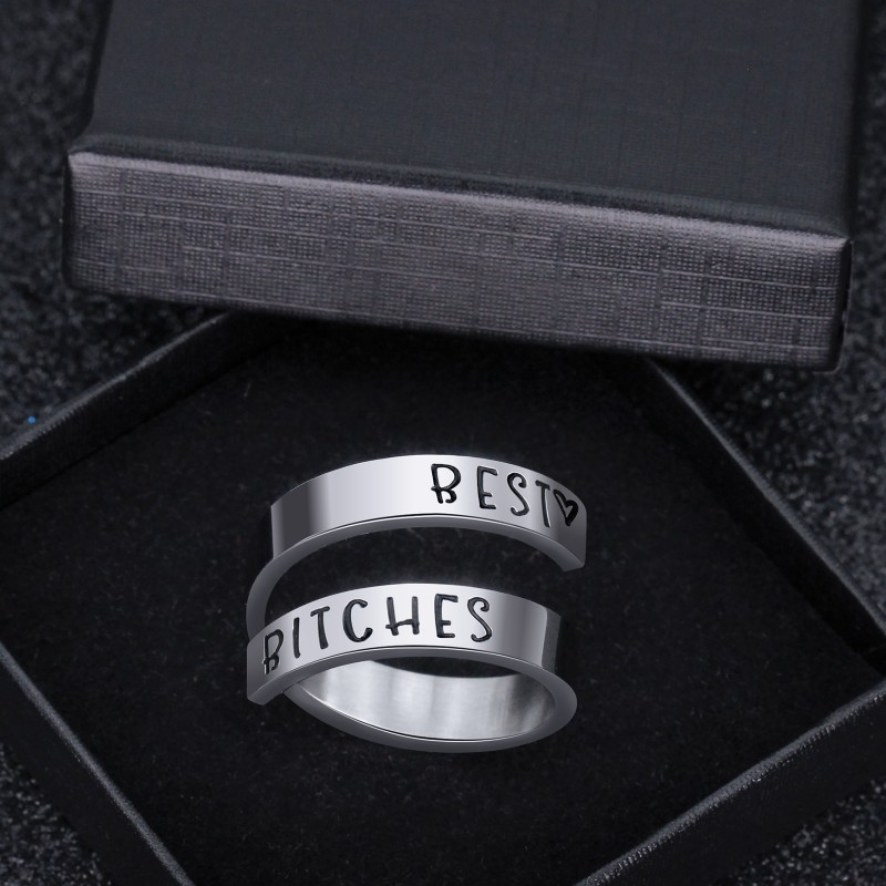 Hip-hop Letter Stainless Steel Layered Men's Open Rings display picture 1