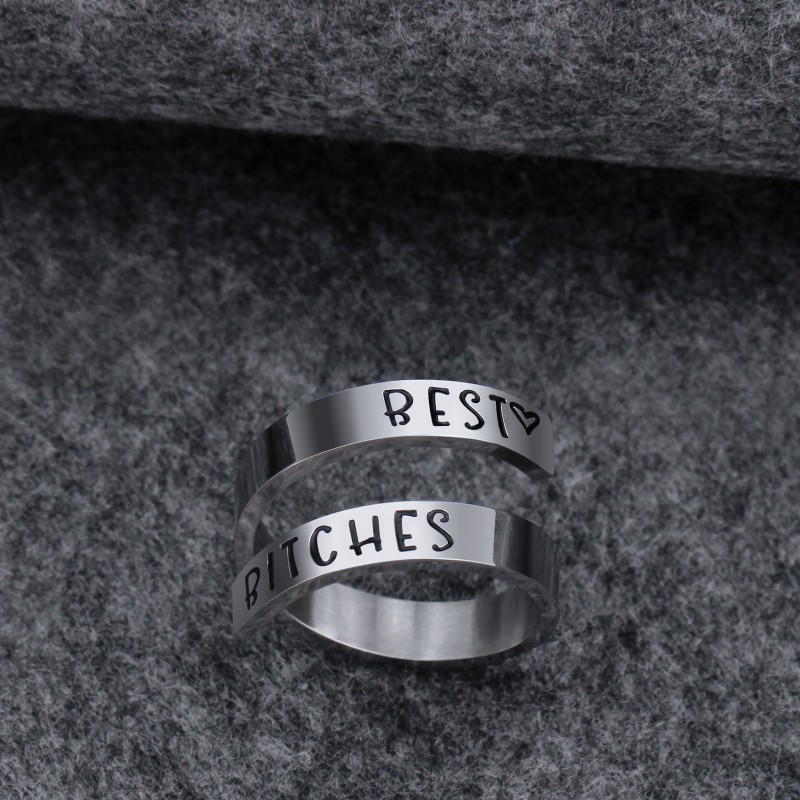 Hip-hop Letter Stainless Steel Layered Men's Open Rings display picture 3