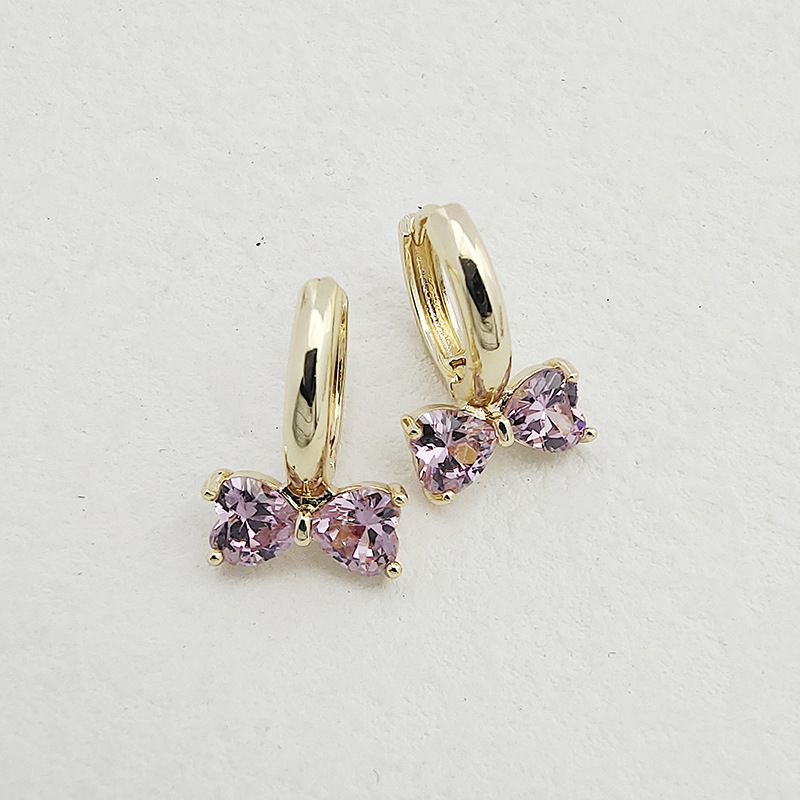 1 Pair Simple Style Bow Knot Plating Inlay Copper Zircon K Gold Plated Rhodium Plated Drop Earrings display picture 9