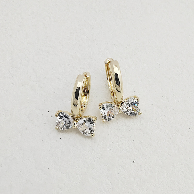 1 Pair Simple Style Bow Knot Plating Inlay Copper Zircon K Gold Plated Rhodium Plated Drop Earrings display picture 2